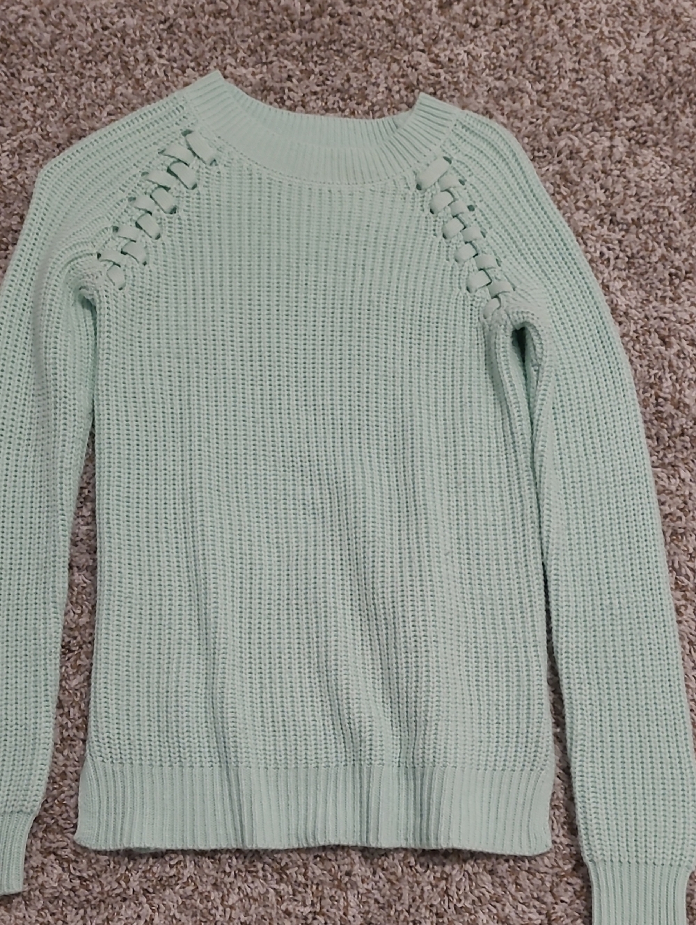 Women's Mint Crochet-Detail Knit Sweater